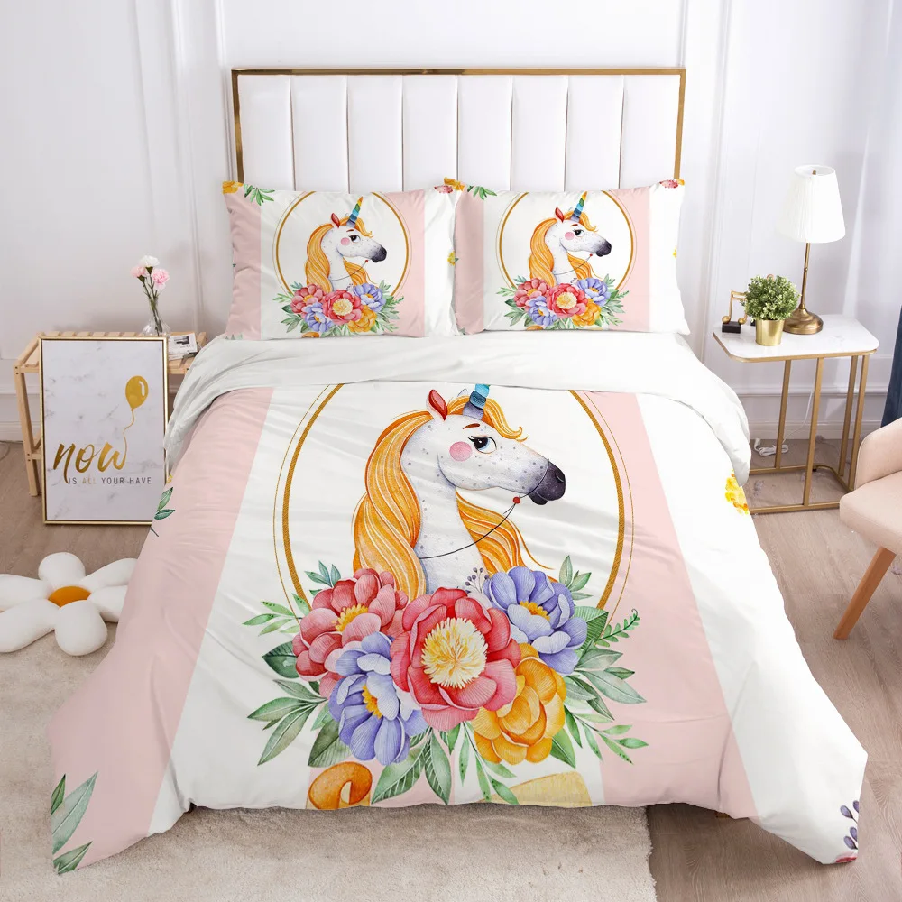 2/3pcs bedding set Digital Print Comfortable Duvet Cover for Home Bedroom Decoration, 1 Duvet Cover and 2pillowcase with Zippers