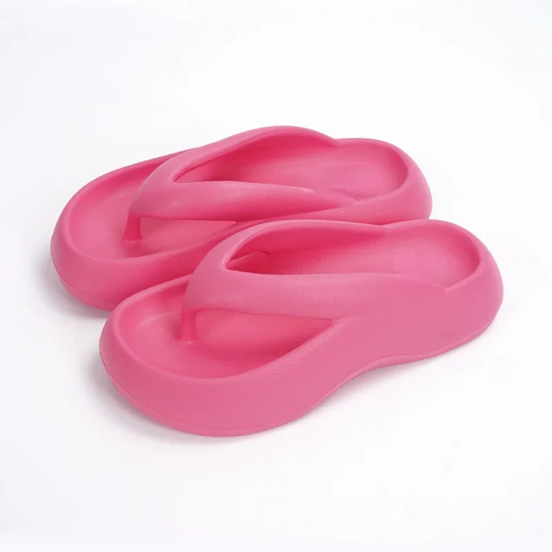 Women outside slippers fashion casual heeled female beach shoes summer flat platform outdoor 2024 new woman flip flops for trip