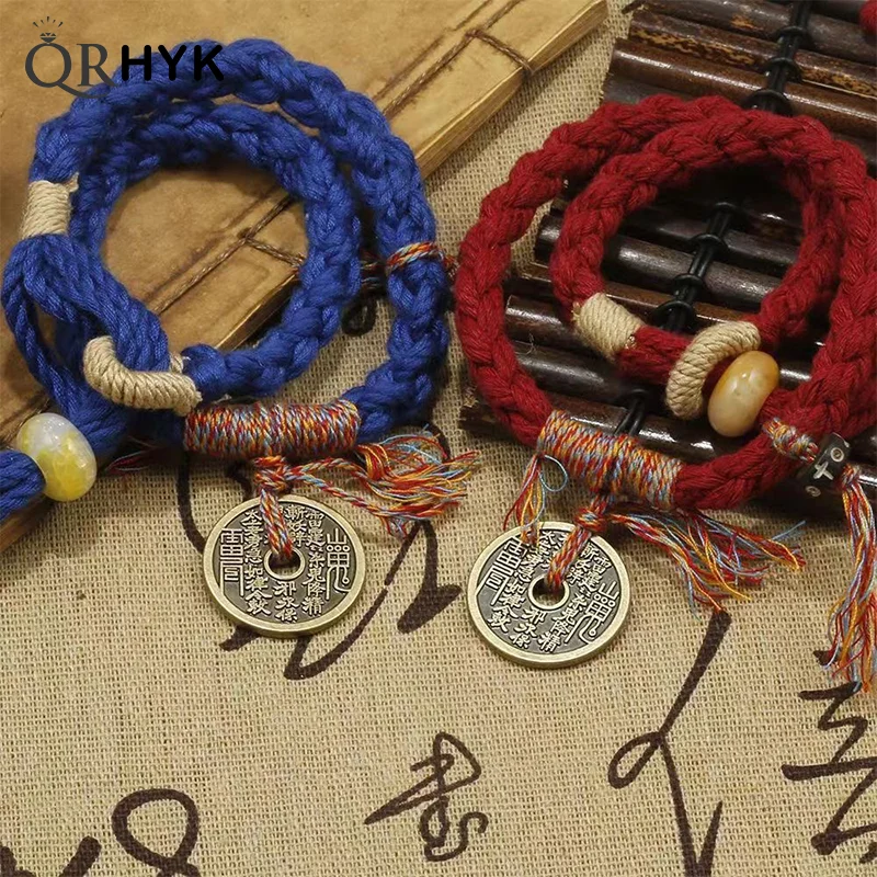 Chinese Mountain Ghost Spend Money Bracelet National Wind Tibetan Hand Woven CoupleLucky Red Bracelets Bang Rope Bangles