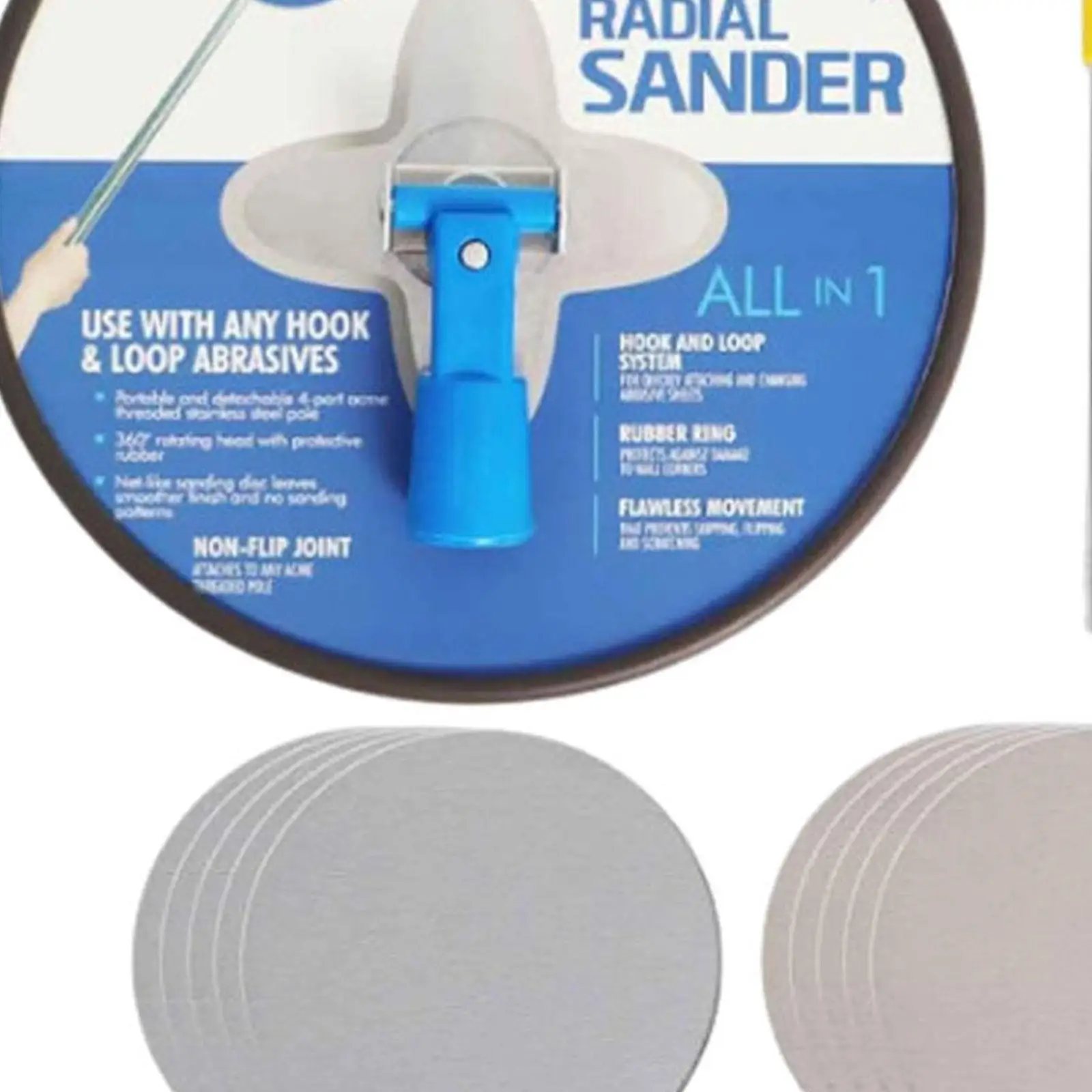 Manual Drywall Sander with Extension Rod for Walls and Ceilings Multifunctional 360 Degree Rotating Sanding Tool 9inch Round