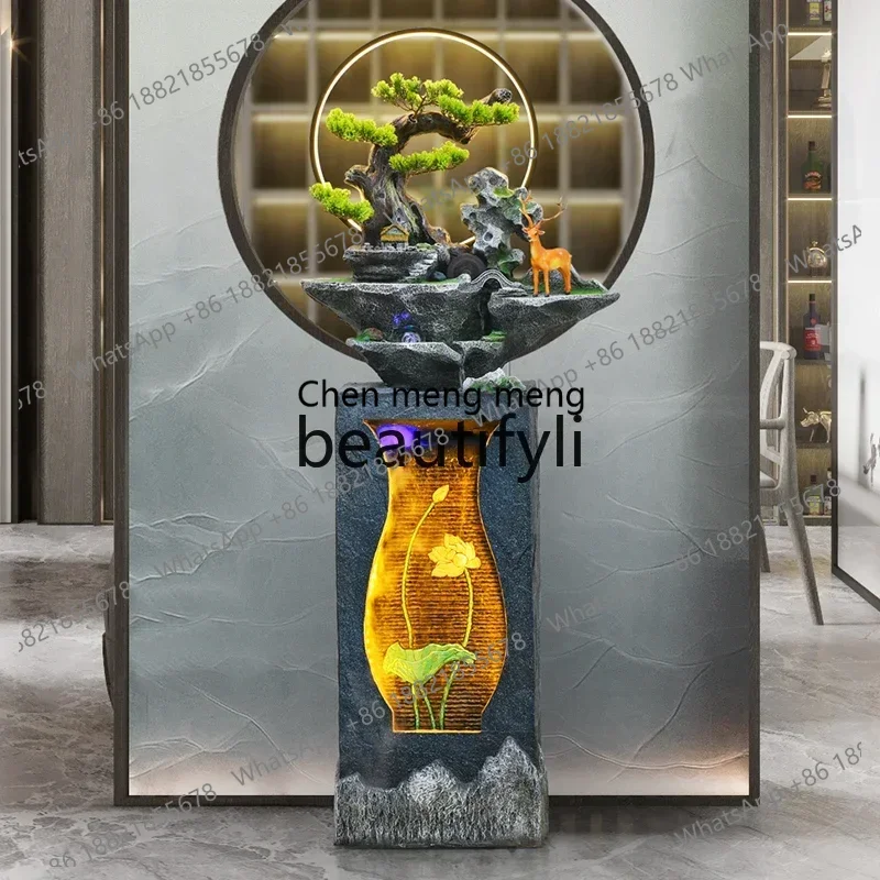 e5556EEECirculating water makes money Chinese rockery fountain floor ornament living room home entrance opening decoration
