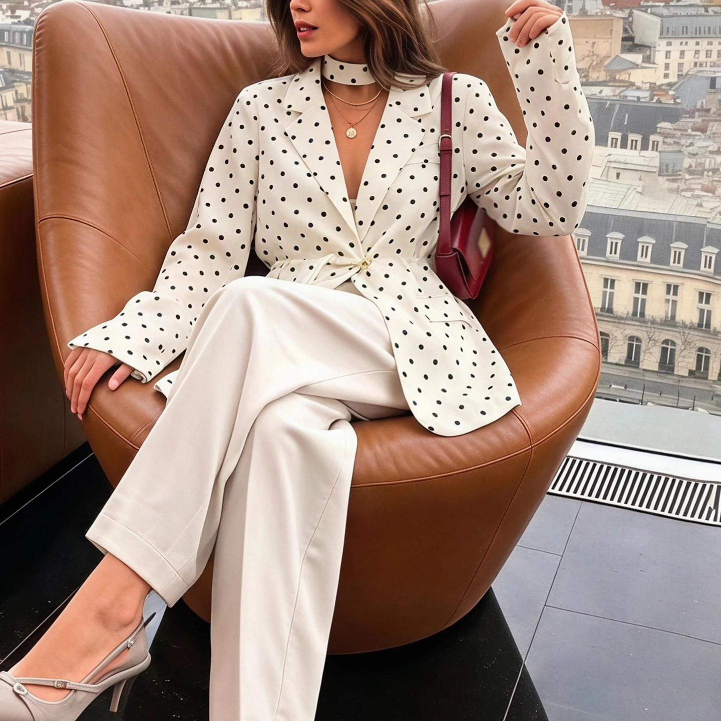 Fashionable Checkered Women's Suit Jacket Handmade Button Design Autumn Collection Standard Fit Short Outerwear