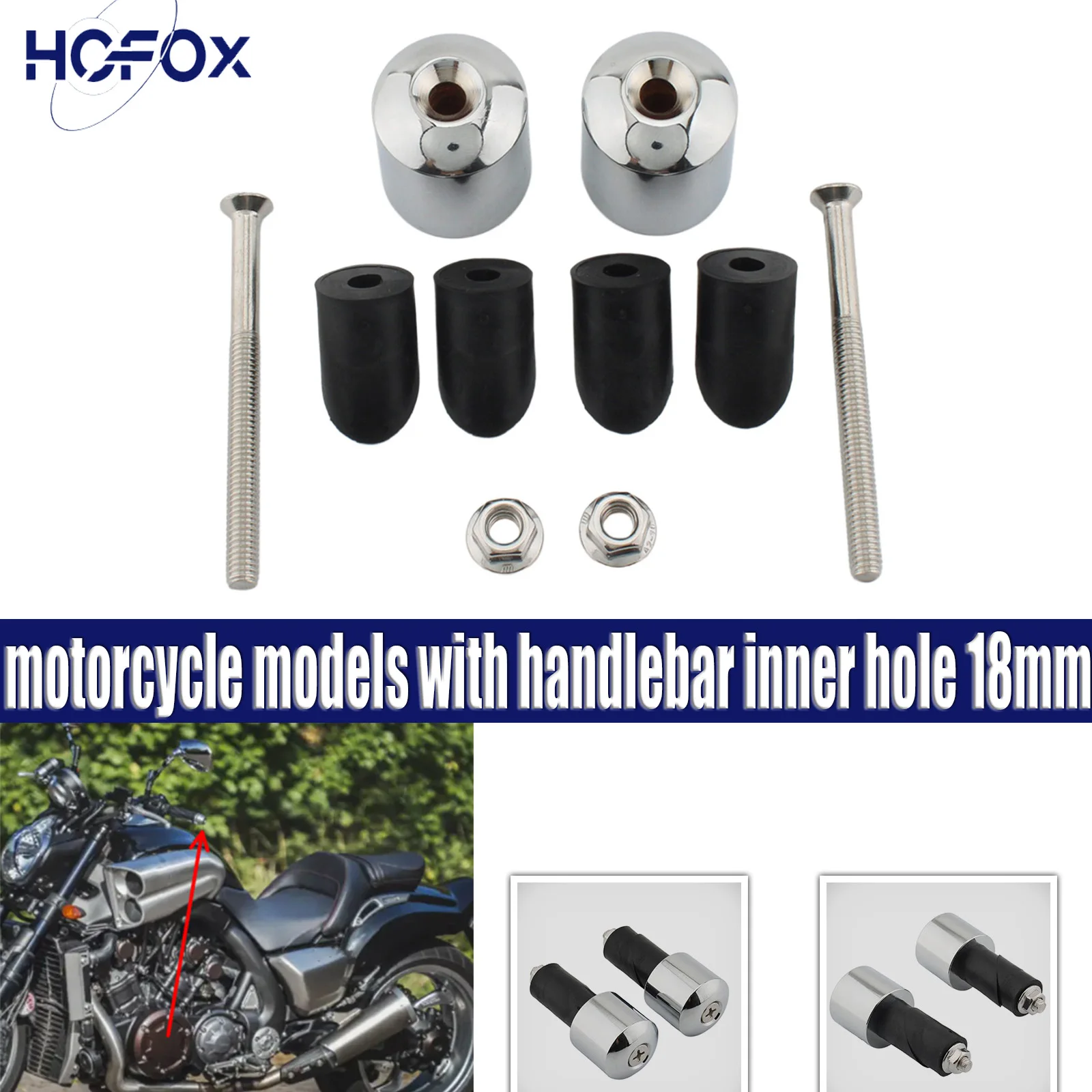 

Bar Ends Hand Grip Handlebar End Caps For Yamaha VMAX 400 450 500 all motorcycle models with handlebar inner hole 18mm