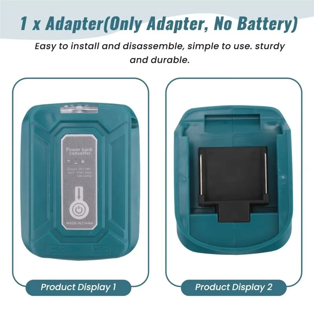 Dual USB Ports 5V 2A USB Battery Adapter for Makita 45lm LED Flashlight Plastic USB Power Source 14.4V-18V Compatibility