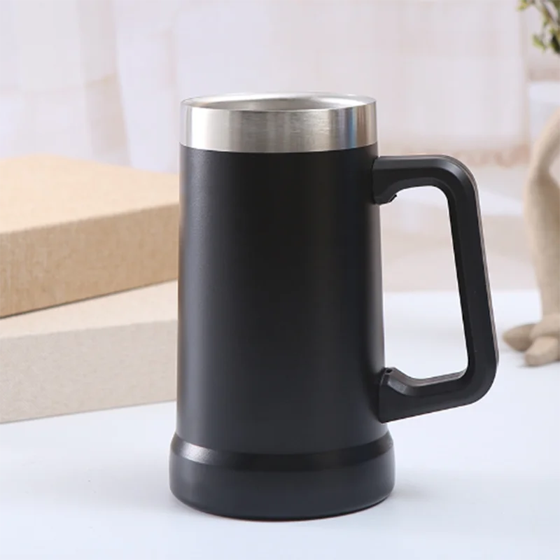 with logo 709ml Inox Thermal Mug For Beer 4 hours ice cold Large capacity handle beer mug 304 stainless steel thermos