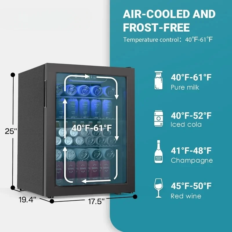 ثلاجة مشروبات صغيرة قائمة بذاتها ، باب زجاجي للثلاجة لمشروبات البيرة ، مبرد النبيذ ، علبة
