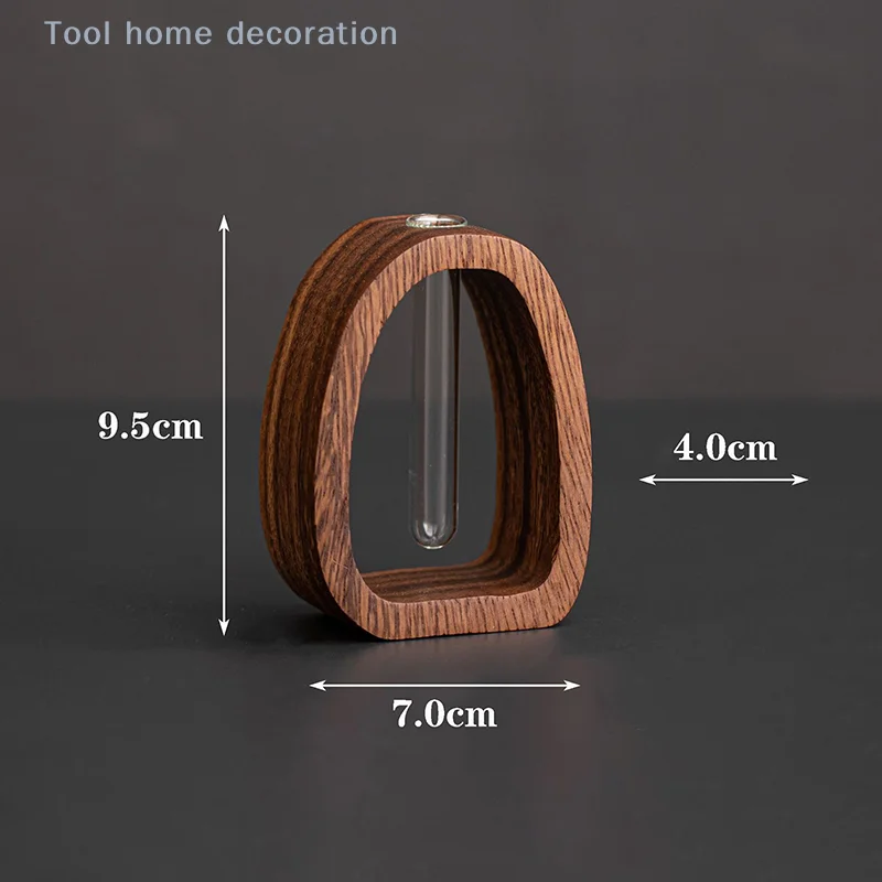 Walnut Solid Wood Flower Utensil Creative Flower Arrangement Simple Glass Plant Flower Insert Mini Water-grown Vase
