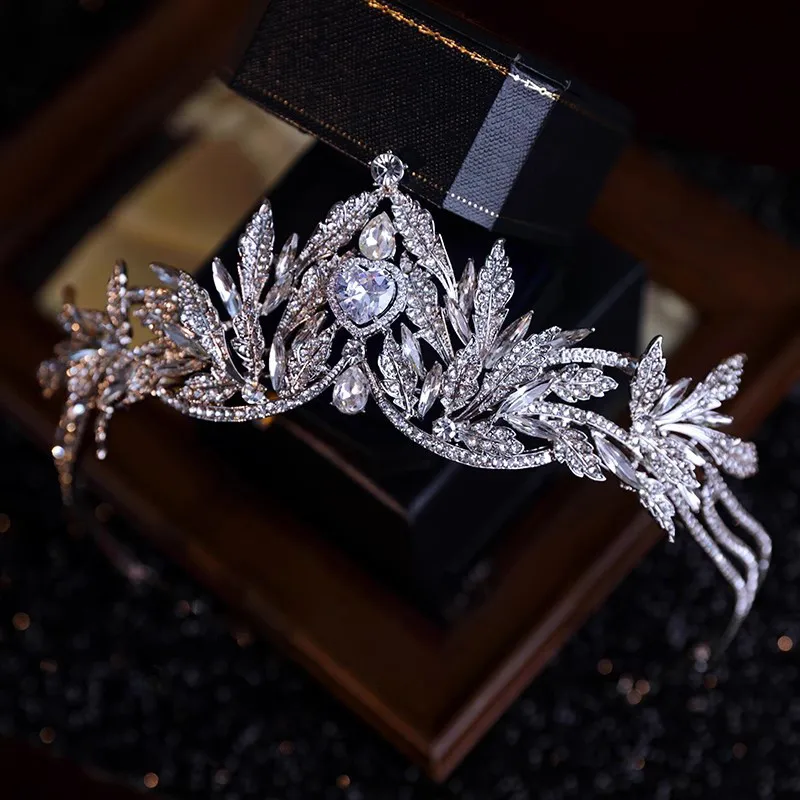CC Wedding Crown Women Hair Accessories Bridal Headbands Engagement Hairwear 100% Handmade Leaf Shape Pageant Diadems Gift AN486