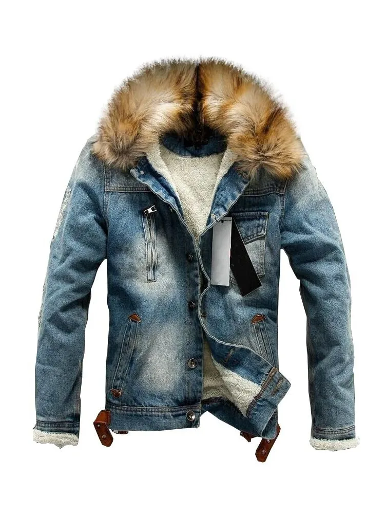 Dropshipping 2026 Nowe męskie kurtki jeansowe i płaszcze z denimu, grube, ciepłe zimowe okrycia wierzchnie S-4XL LBZ21 — zdjęcie 2