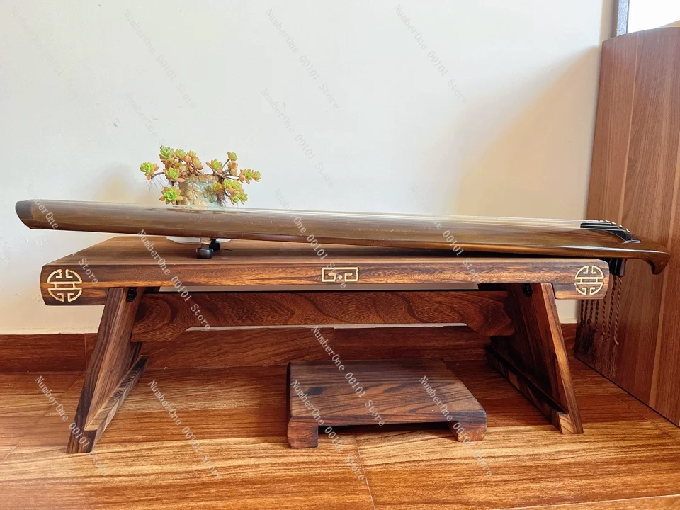 Portable Guqin Table Stool Set Solid Wood Removable Zen Meditation Short Height Foldable Chinese Instrument Stand Home Decor