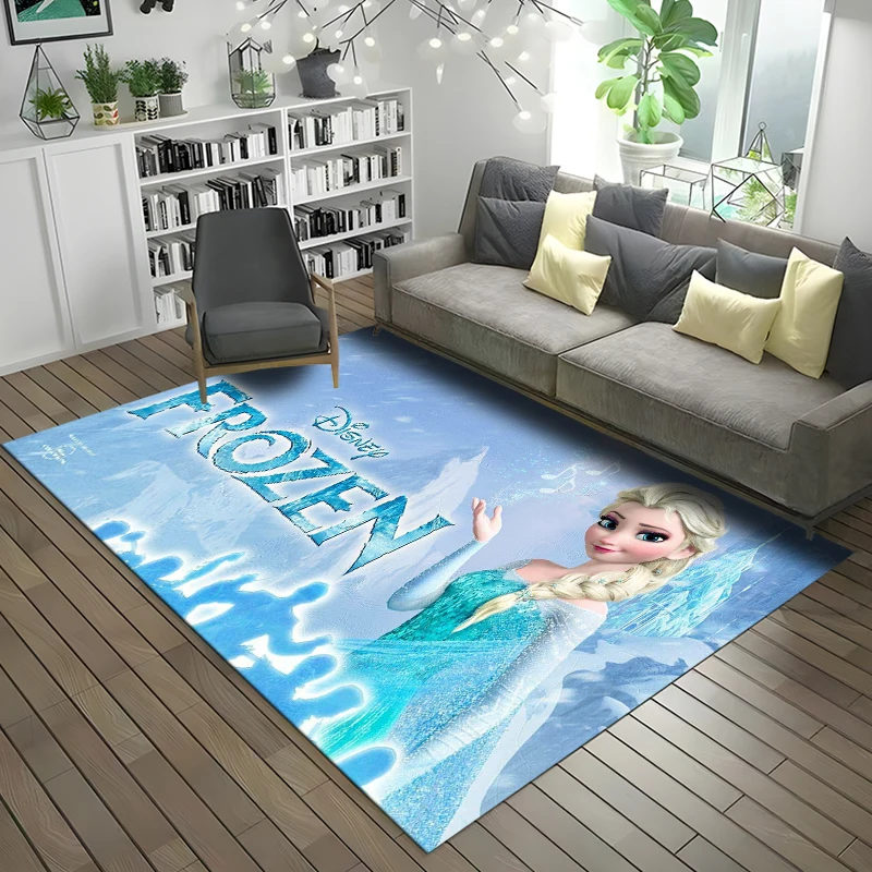 Disney Movie Frozen Elsa Princess Pattern Rug for Living Room Area Carpet Bathroom Mat Creative Doormat Bedroom Mat Home Decor