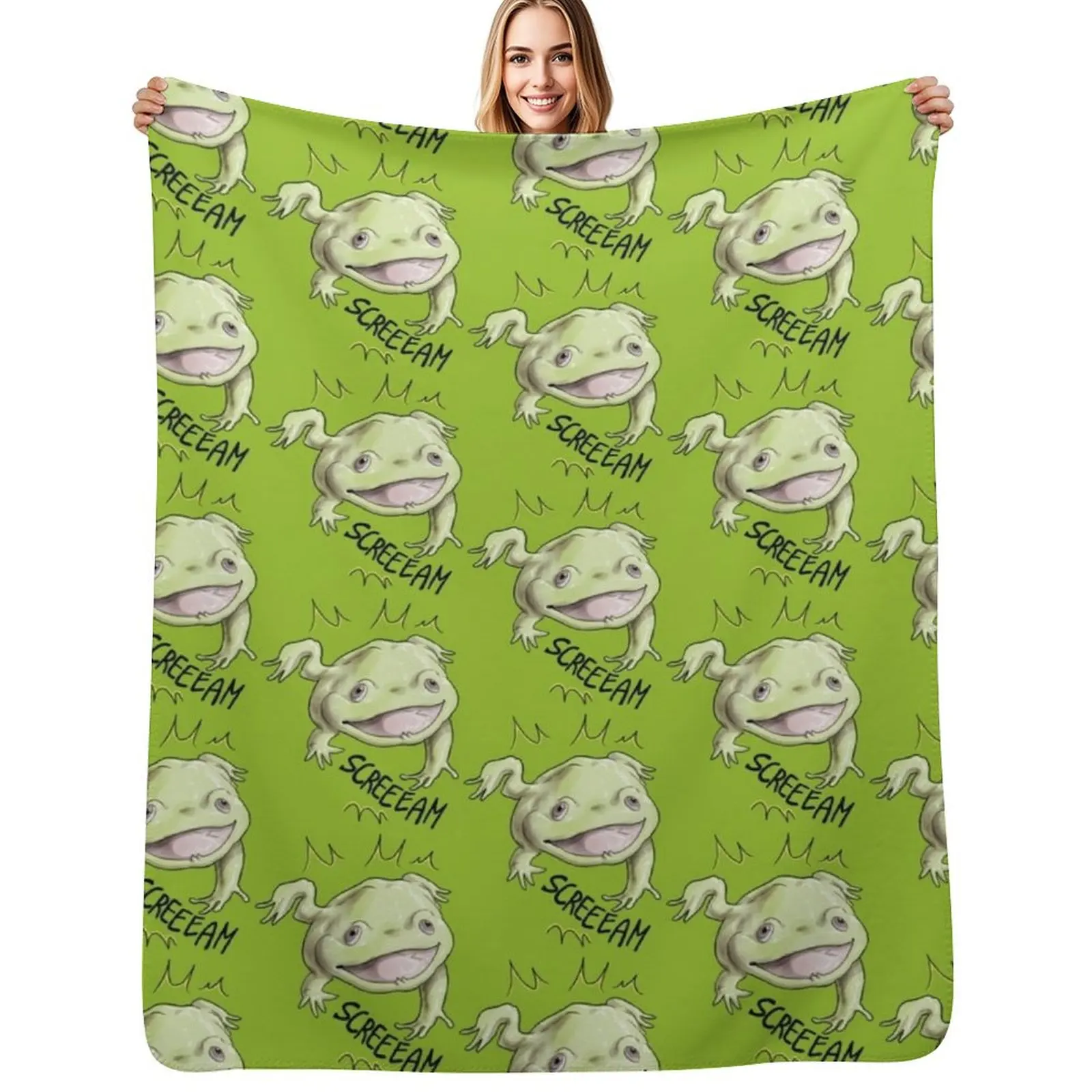 Screaming Budgett's frog Throw Blanket Cozy Microfiber Throw Blanket for Home Bedroom