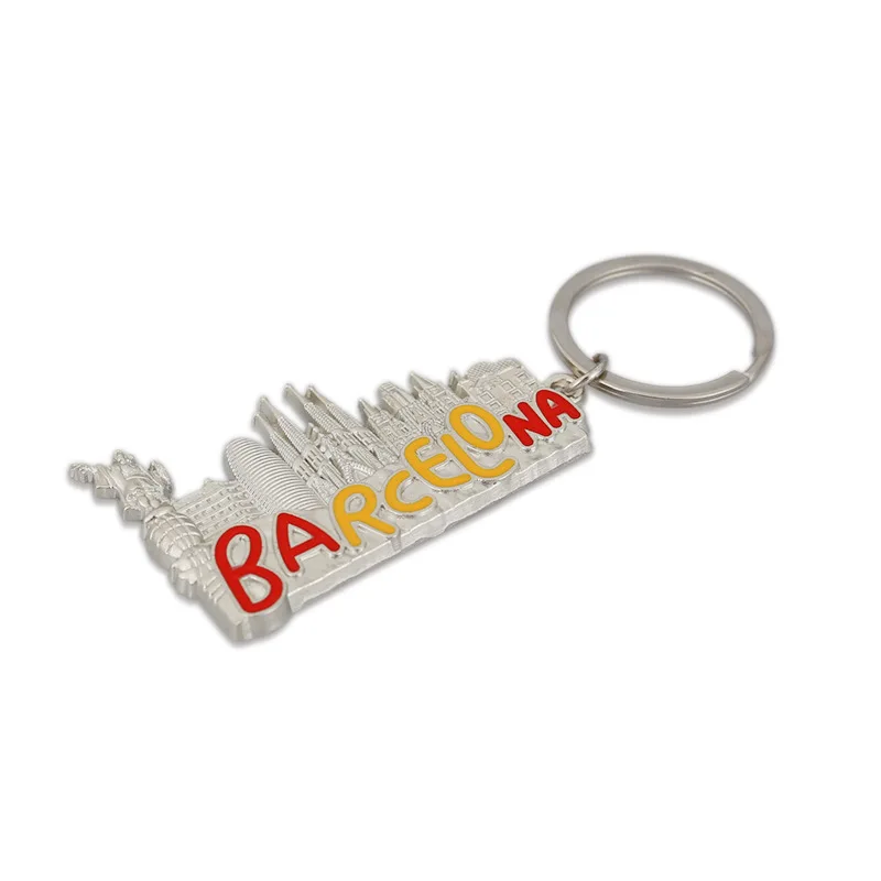 Portachiavi barcellona spagna portachiavi commemorativo da viaggio Barkeno Gothic Building lega galvanica Drip Oil Souvenir Gift