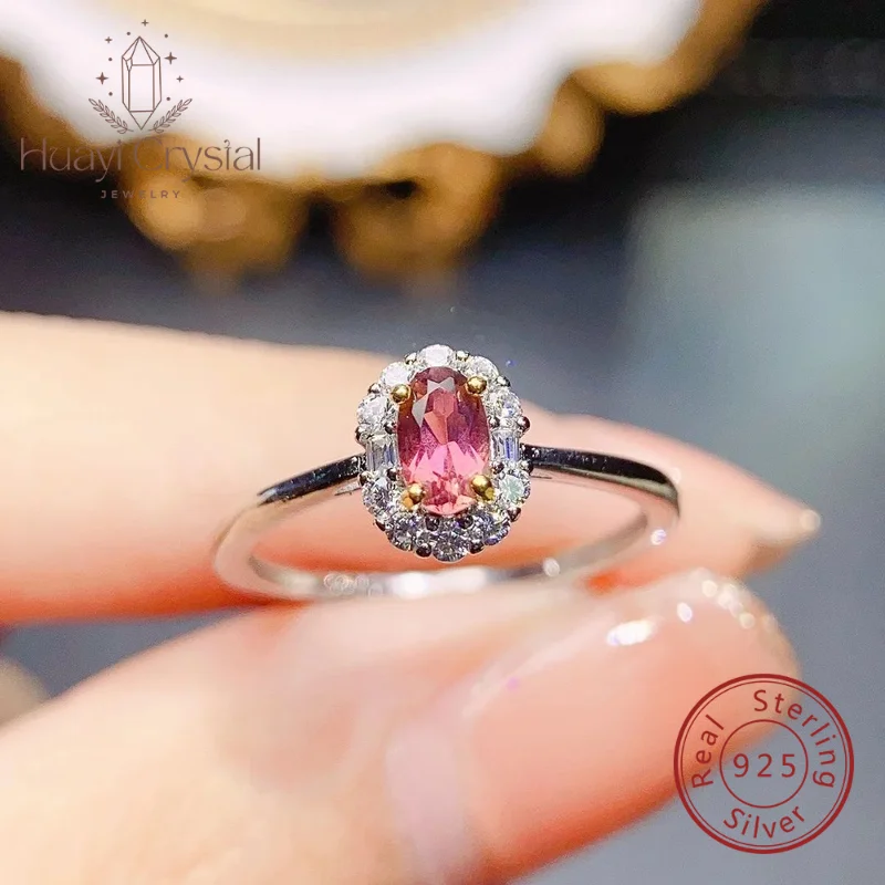 

Natural Tourmaline Ring S925 Silver Inlaid with Main Stone 3*5mm