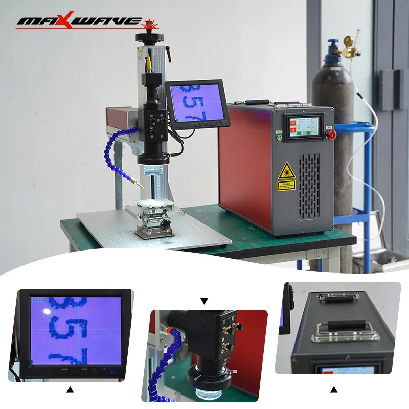 Máquina de solda a laser de fibra dividida de alta precisão, 60w/150w/200w qcw para bateria de lítio e componentes de alta precisão