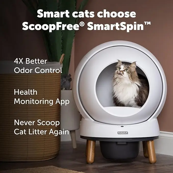 ScoopFree SmartSpin, Automatic Cat Litter Box Self Cleaning, Smart Cat Litter Box with Advanced Odor Control Technology