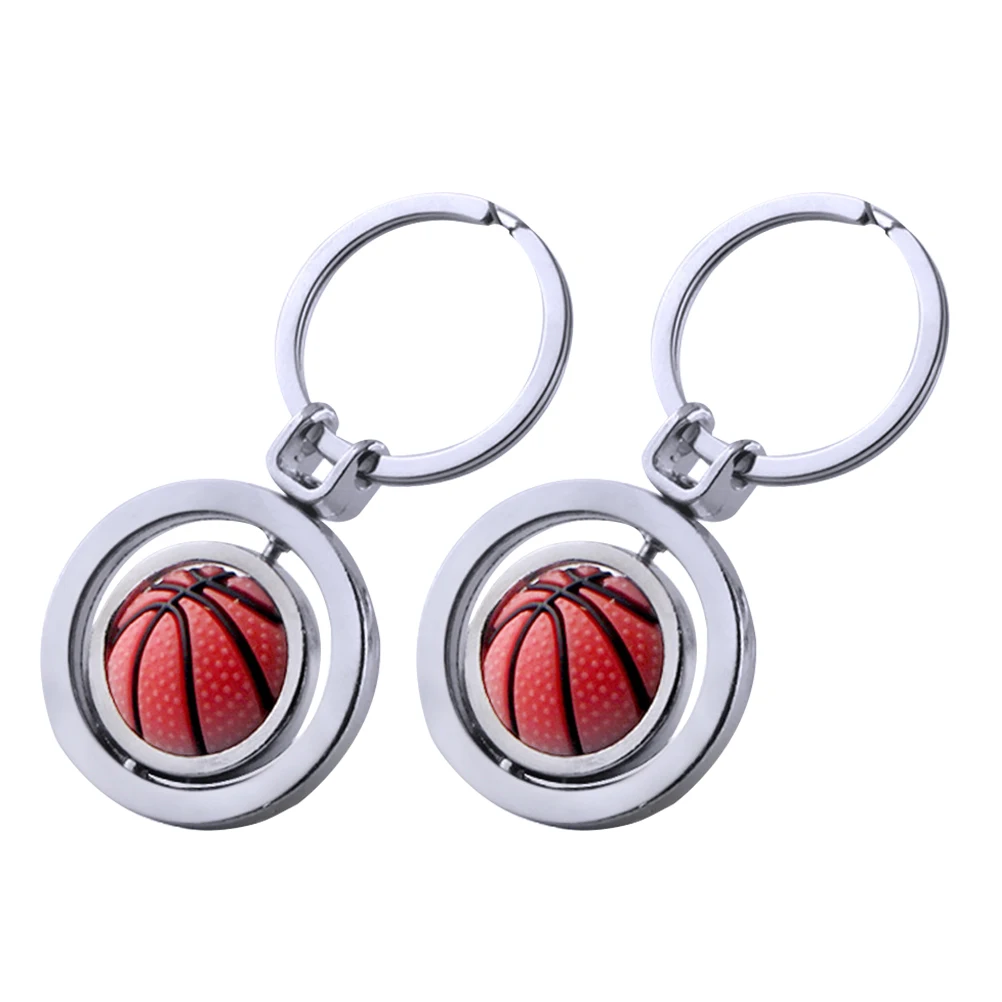 

2pcs Basketball Keychain Zinc Alloy Soccer Gift Sports Fan Pendant Commemorative Item Rotary Balls Chain Team Sport