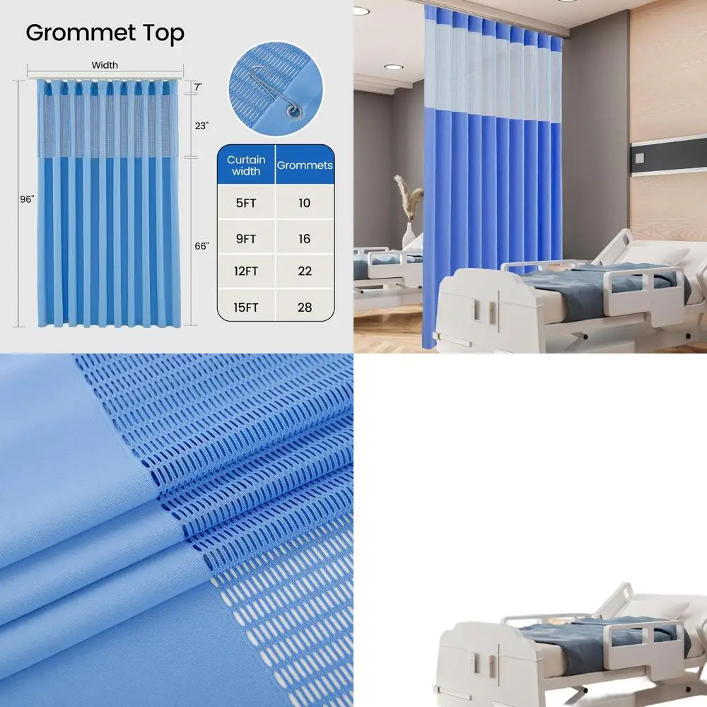 

Flame-Resistant Hospital Curtains for Privacy, Ideal for Medical Facilities, Labs, and Salons (1 Panel, 5x8FT, Dark Blue)