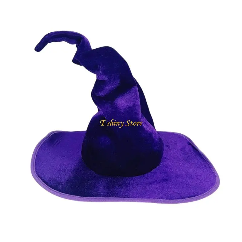 N58F Curved Pointed Hat Halloween Accessory Witch Hat With Poseable Design Wizard Hat For Festival Stage Performances