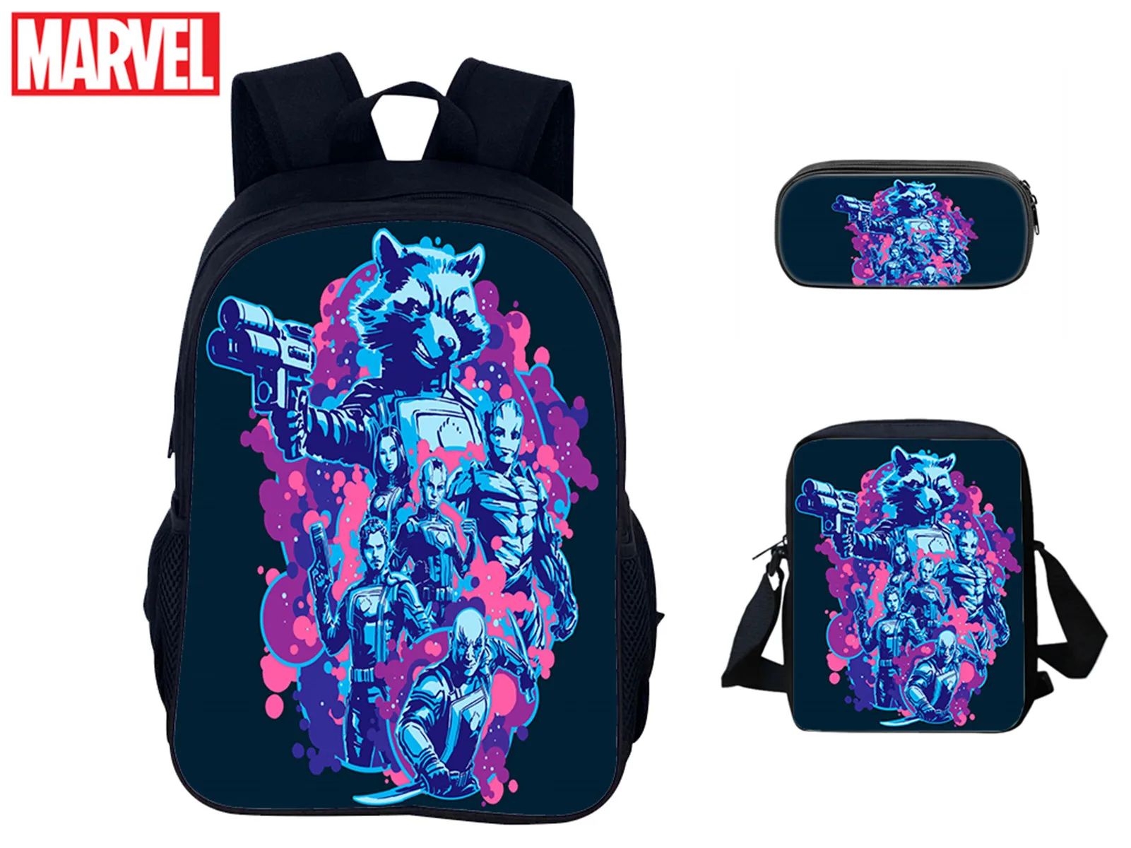 

HOT Trendy Bookbag 3 in 1 Set-Backpack,Side Bag and Pen Case,Guardians of the Galaxy Casual Rucksack for Elementary Kids