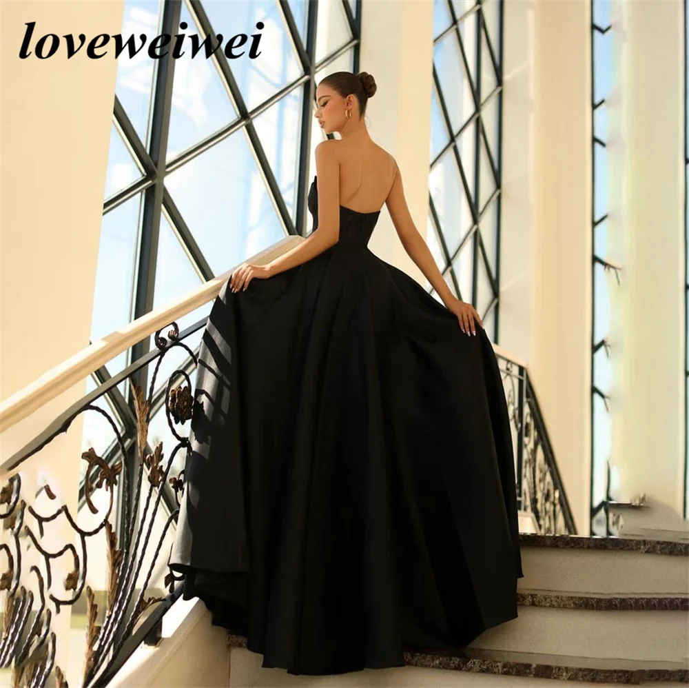 Sexy Strapless Evening Dresses For Women A Line High Side Slit Prom Dress Satin Long Formal Party Gowns robes de soirée