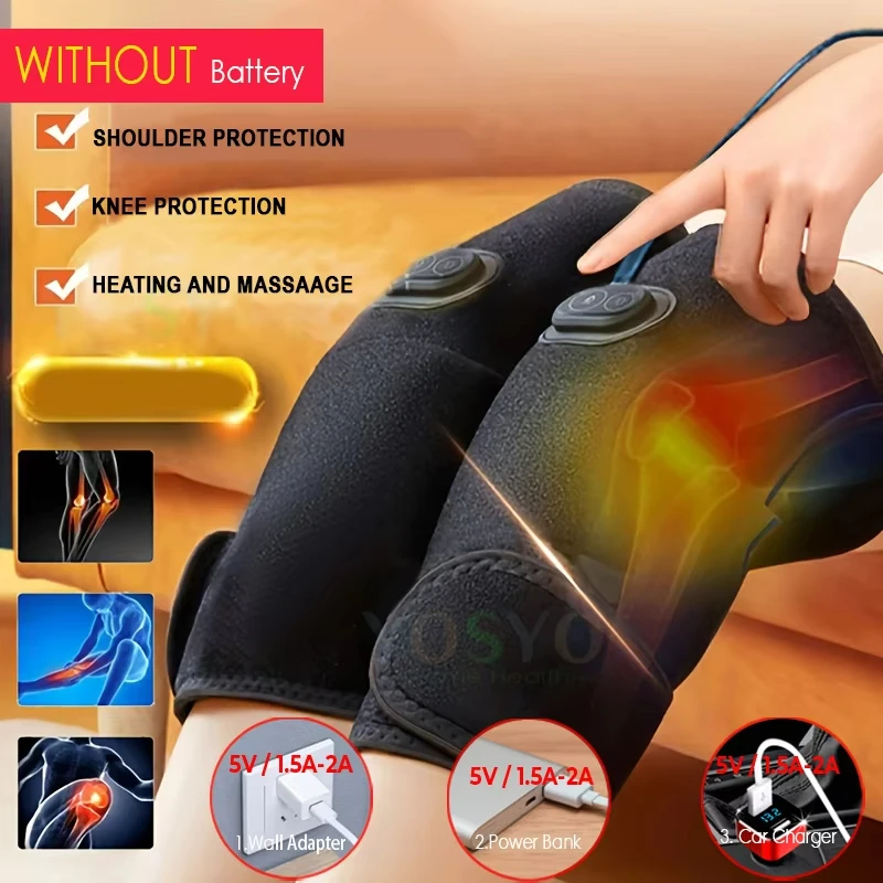

Shoulder Brace Heated Knee Massager Vibration Massage Black Support Strap with Adjustable Three Levels of Heating Dog
