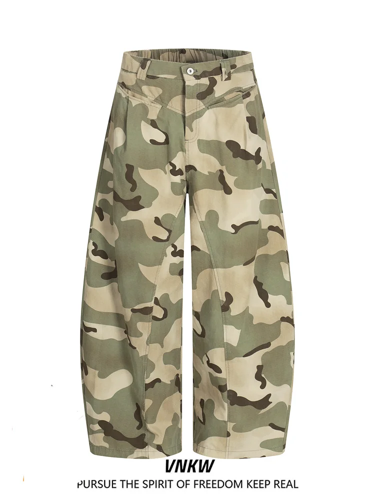 

American Retro Camouflage Pleated Loose Men's Work Pants Street Sle Hip Hop Casual Wide Leg Pants Knife Trousers