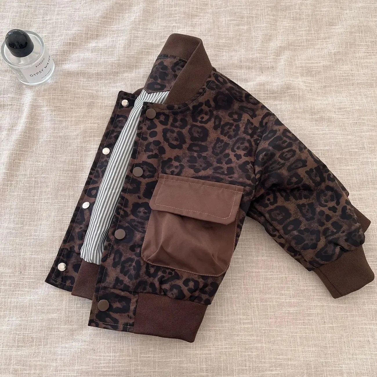 Spring Autumn Leopard Print Boys Leather Jacket Lapel Waterproof And Stain Resistant Windbreaker Coat For Kids Children Present