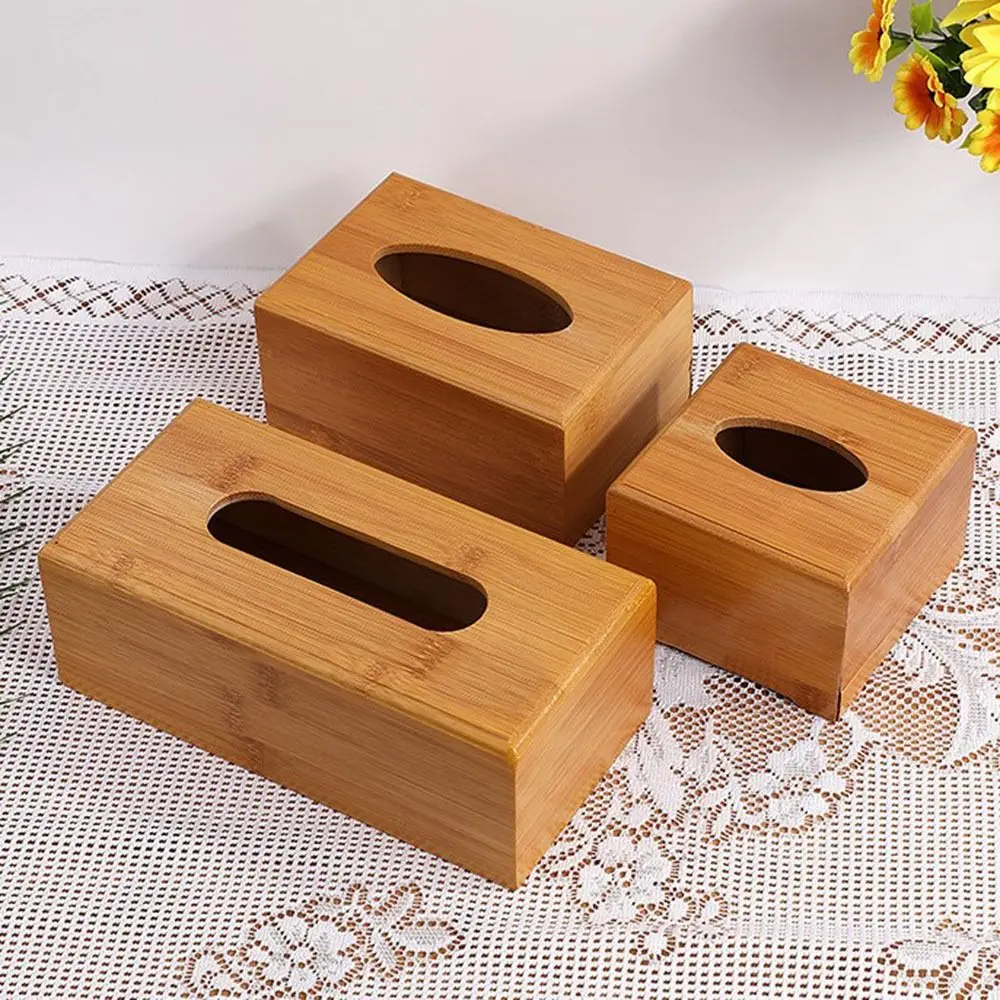 Hotel Creative Western restaurant Bamboo Desktop Organizer Square Napkin holder Storage box Tissue Holder Tissue Rack - view 4