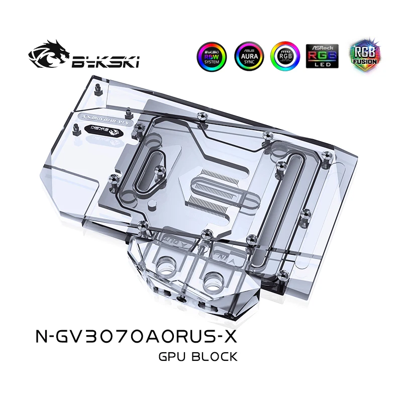 Bykski Water Block ใช้สําหรับ GIGABYTE GeForce AORUS RTX3070/RTX3060Ti MASTER 8G GPU Card/ฝาครอบหม้อน้ําทองแดง/RGB Light