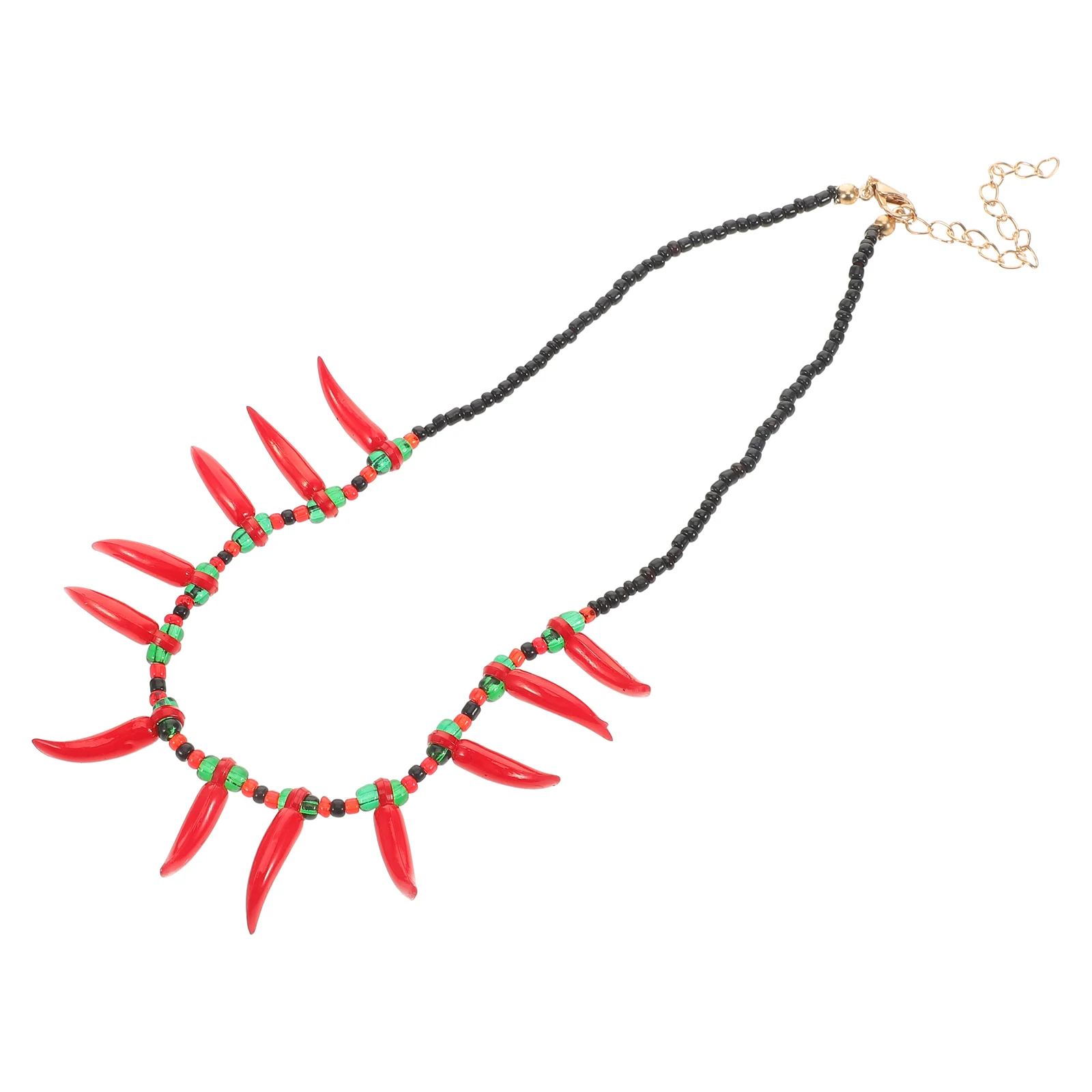 

Chili Pepper Necklace Bead Choker Summer Alloy Color Beaded Necklaces Women Multicolor Collarbone Chain Pendant Decor