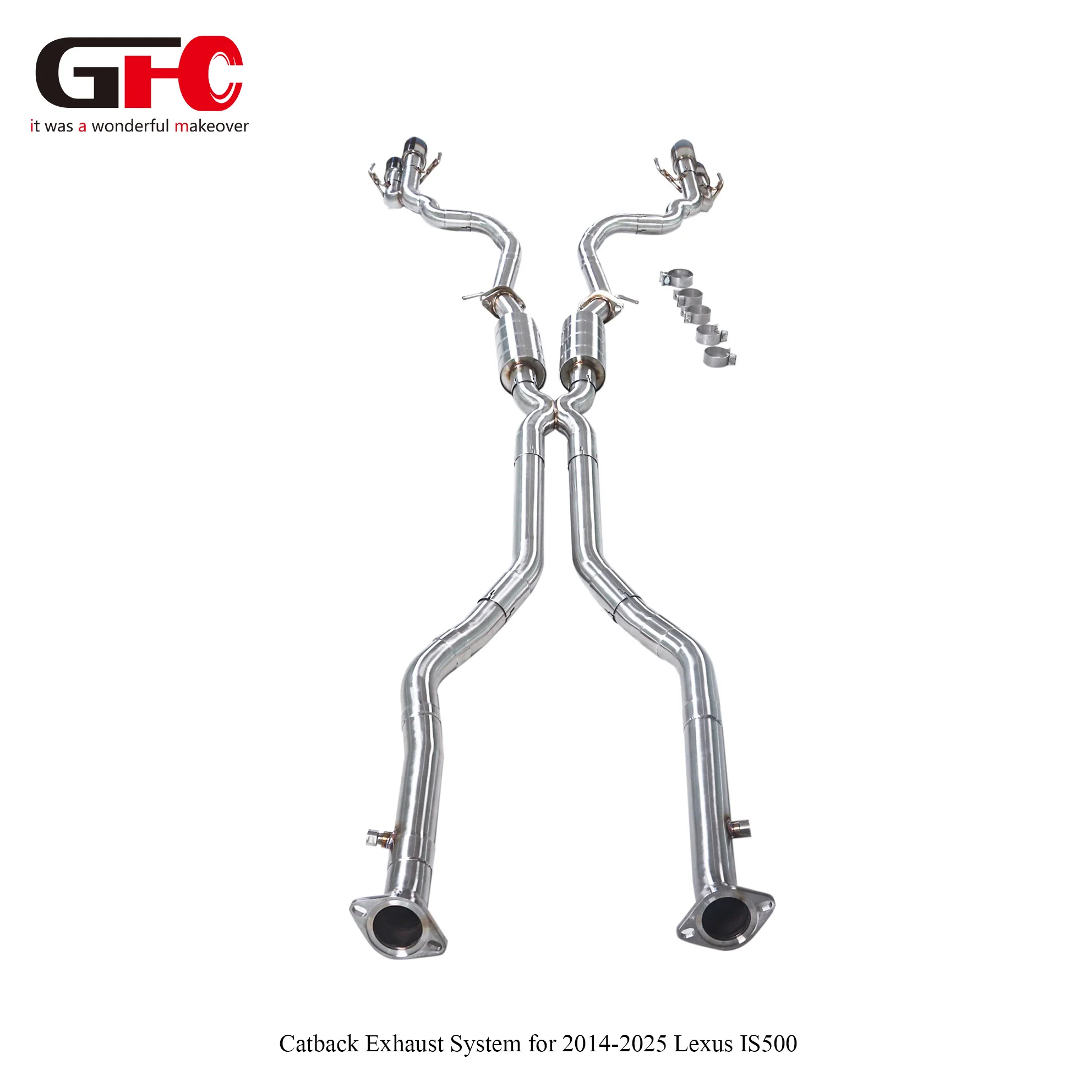 GFC Straight-Pipe Cat-Back Exhaust for 2023 Lexus IS500 5.0L V8 – USE30 Chassis, 2UR-GSE, Full Straight-Through