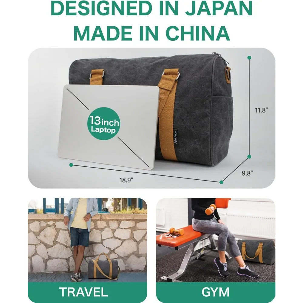 حقائب رياضية للسفر للرجال، واق من المطر لعطلة نهاية الأسبوع للسيدات، حقيبة حمل بأكمام، حقائب كتف قماشية للاستخدام اليومي