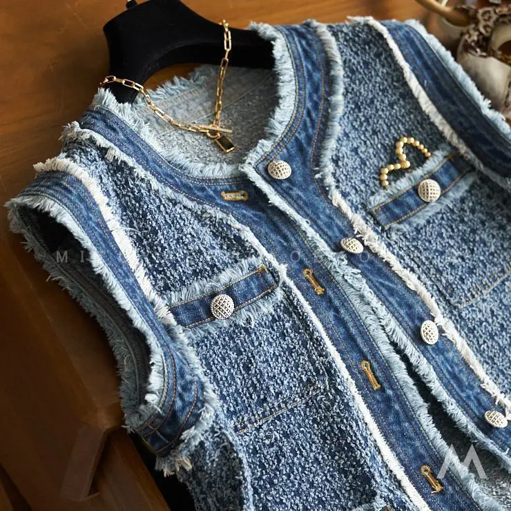 

Women's Cowboy Vest Tops Workwear Vests Loose Casual Thin Waistcoats