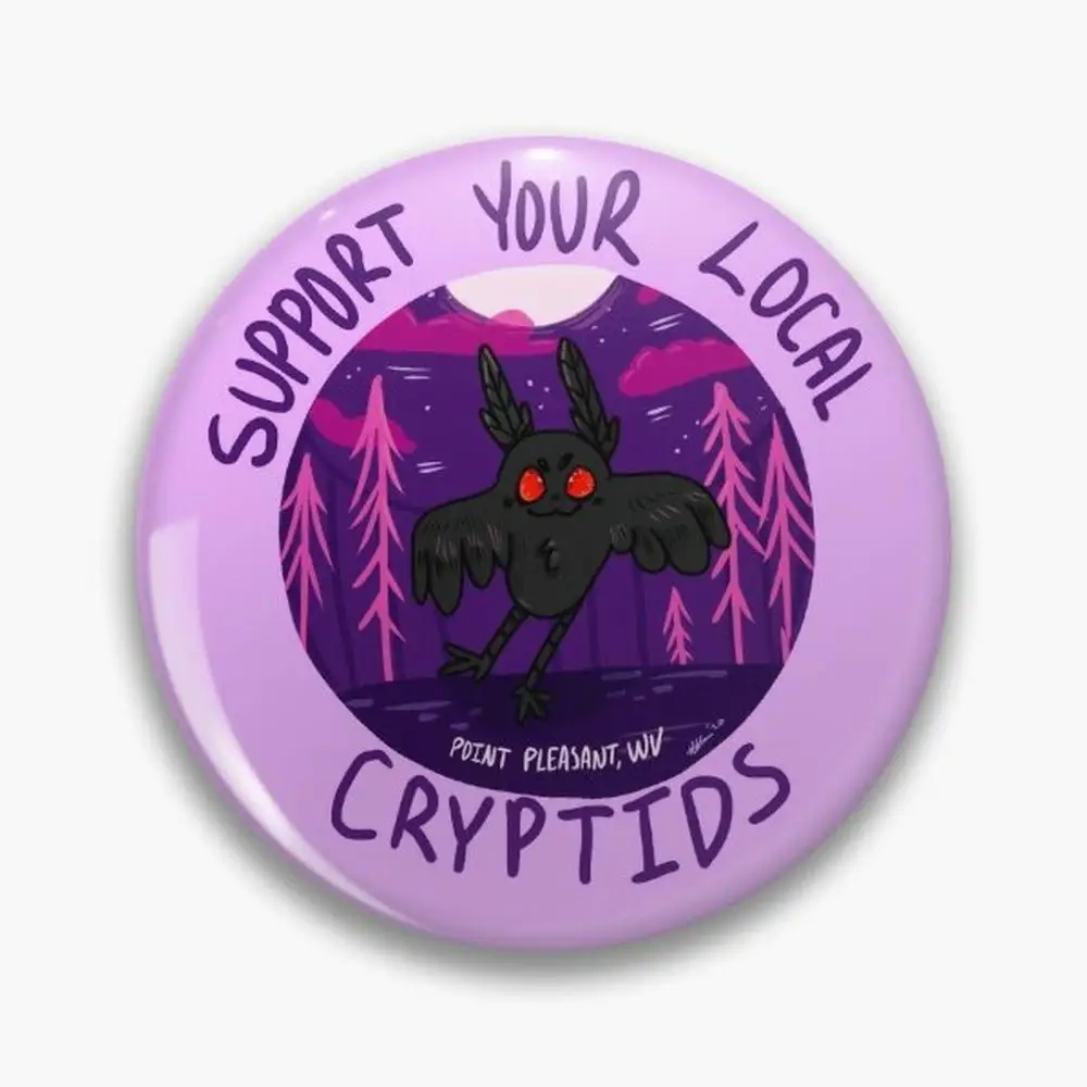 Broches de botón de alfiler de Mothman, accesorio de joyería personalizado, insignias de solapa de moda, compatible con sus Cryptids locales