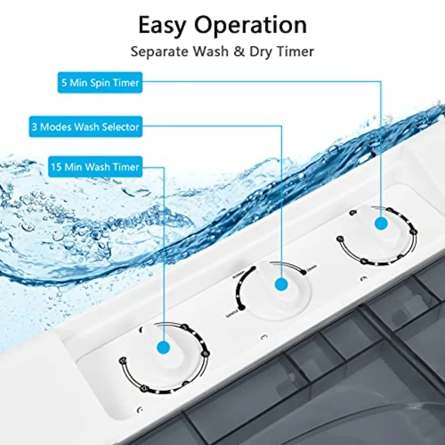 غسالة محمولة مدمجة بتصميم حوض مزدوج للاستخدام في الشقة وRV سعة إجمالية 26 رطل تتميز بغسالة 18 رطلاً #5