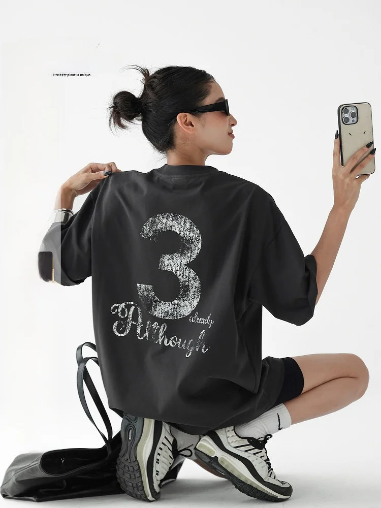 

Acestudios Women's Loose Fit round Neck Short Sleeve T-shirt Digital Print Casual Comfortable Cotton Summer Top