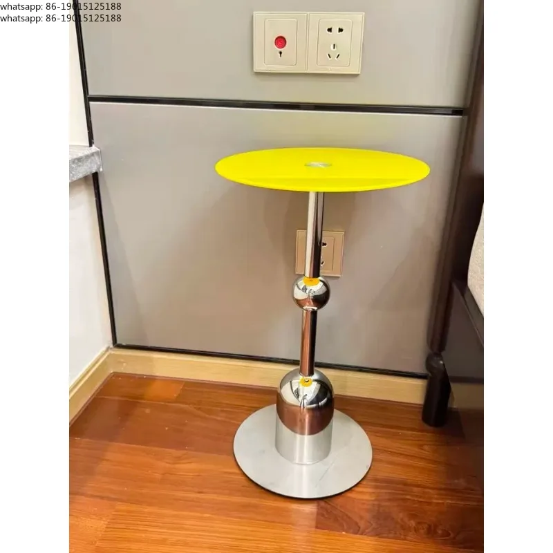 Stylish Round Side Table Minimalist End Table Creative Compact Sofa Side Table Stainless Steel Bedside Nightstand