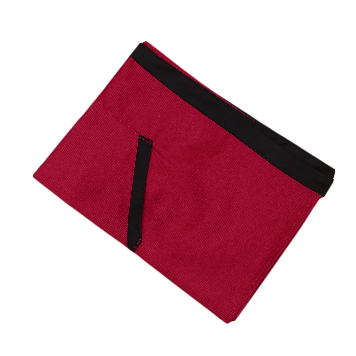 

Short Waist Apron for Kitchen Hotel Workshop Use Red Black Rim Pattern Stain Oil Splashing Resistant Workwear with Storage