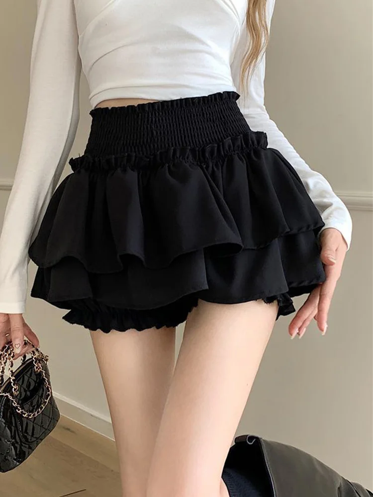 Casual Mini Sexy Women Skort Pleated Skirt High Waist Girls Tennis White Black Vintage Clothes