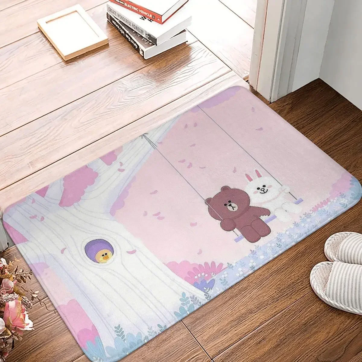 Non-slip Rug Doormat Living Room Mat Cute Brown And Cony Swing Floor Carpet Bedroom Decorative