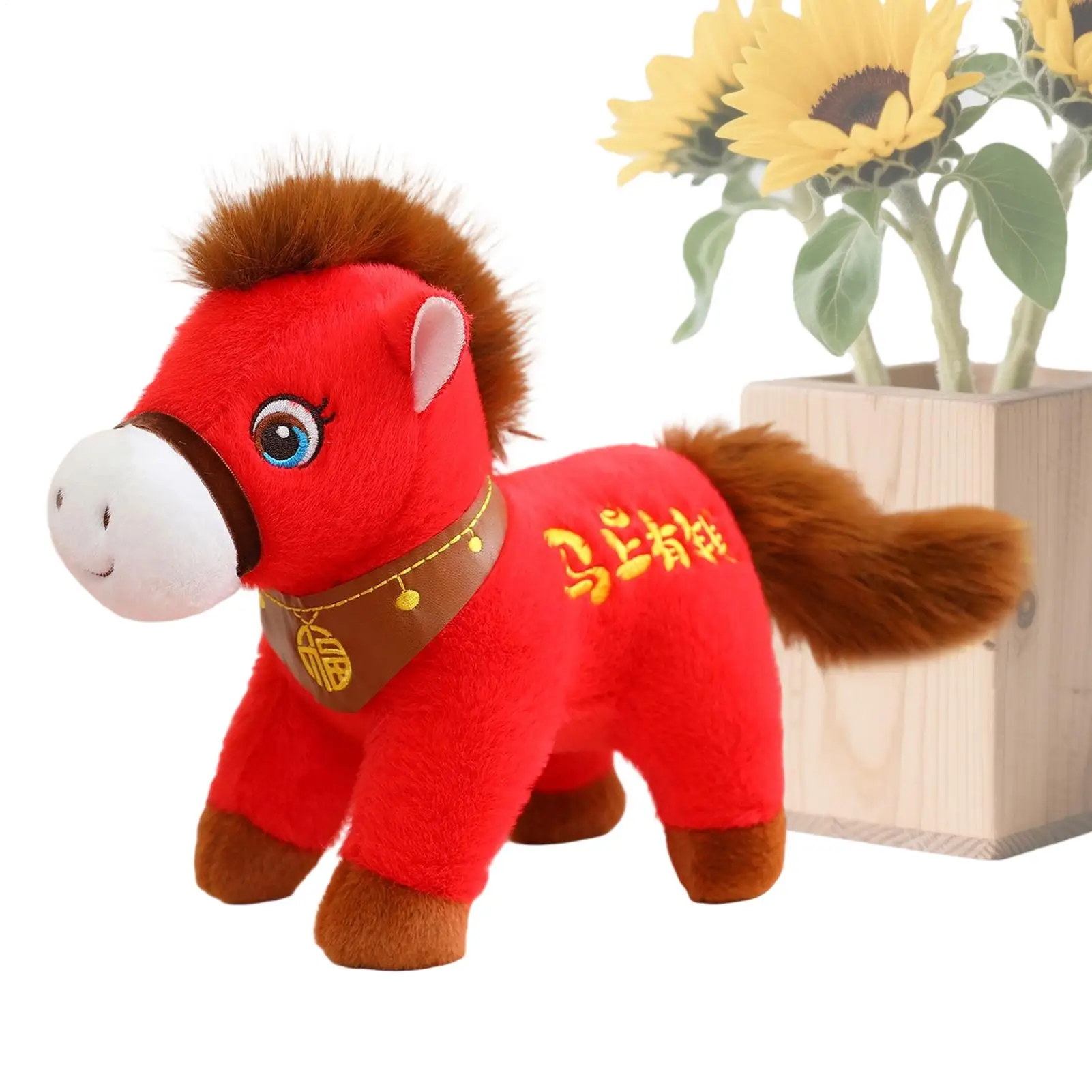 

2026 Chinese Mascot Horse Plush Cute Soft Cartoon Chinese Animal Doll Plush Horse Toys For Cars Bags Shop Window Home School
