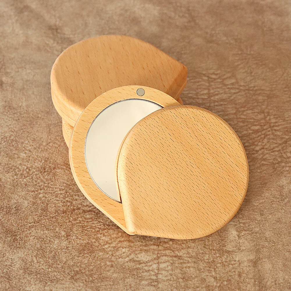 20pcs Mini Portable Makeup Mirror Simple Wooden Mirrors Female Beauty Supplies Home Decor Supplies