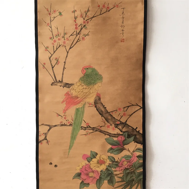 China old Celebrity paintings- Lang Shining's Watercolor Flower and Bird Scroll Hanging paintings