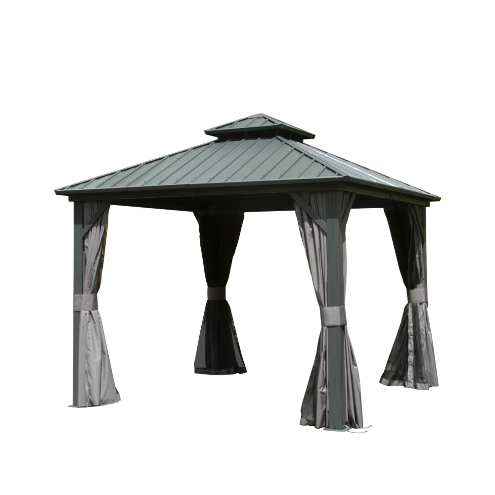 

Outdoor Canopy Tent Outdoor Gazebo With 10'x10' Aluminium Frame Double Sloping Roof Outdoor Gazebo For Gathering Deck