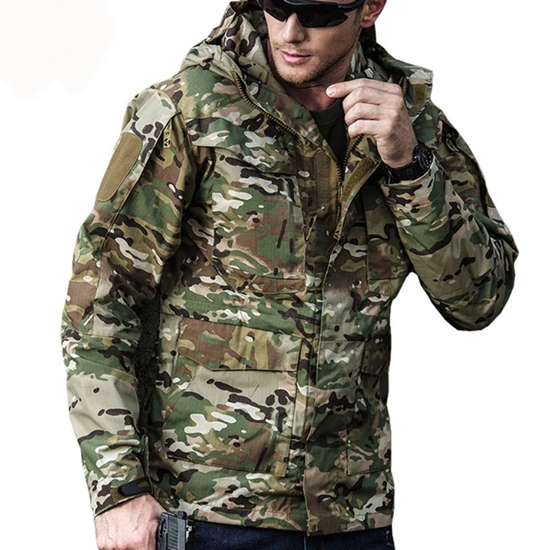 M65 UK   Clothes Outdoor Tactical Windbreaker Men Winter Autumn Waterproof Coat Hoodie Hunting Field Jacket