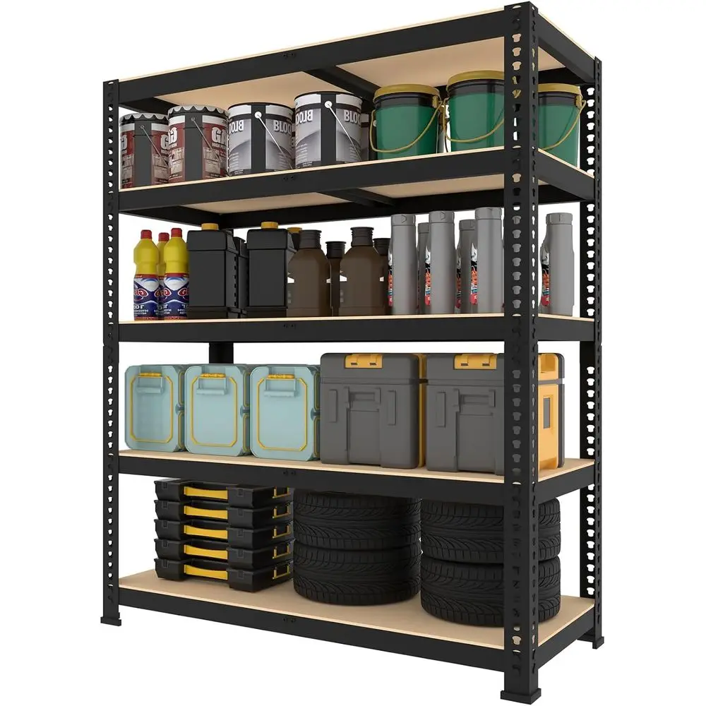 

5-Tier Heavy-Duty Adjustable Metal Storage Shelves, 36W x 16D x 72H, Utility Organizer for Garage, Pantry, Kitchen, Black