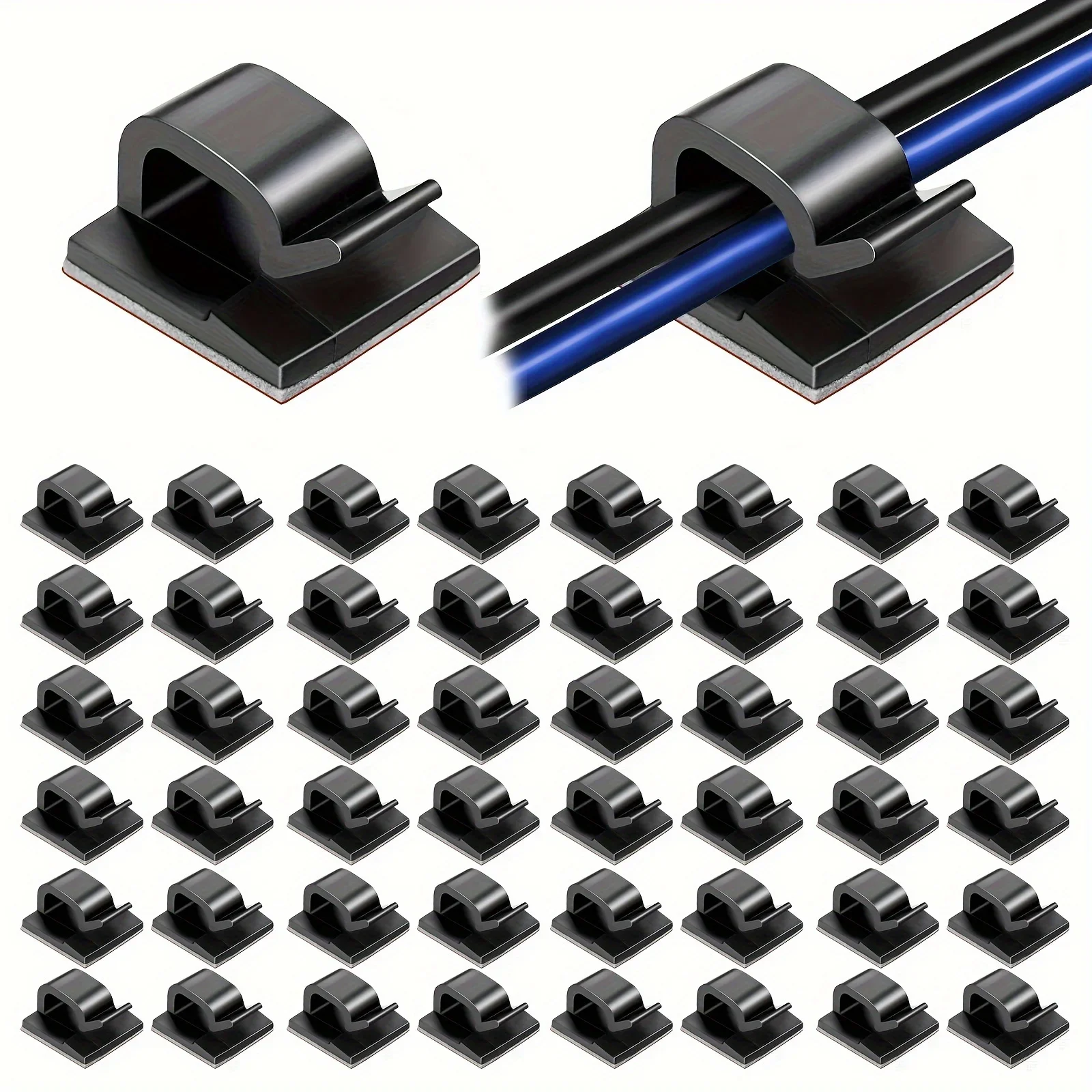 50/100pcs Self-Adhesive Cable Clips: The Ultimate Cable Management Solution for Home & Office!