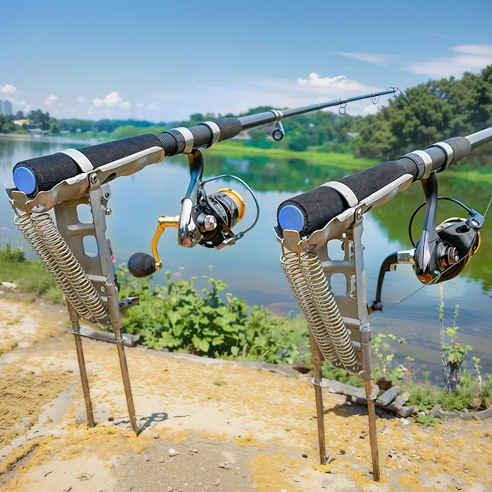 Fishing Pole Support Stand Stainless Steel Telescopic Spring Fish Pole Bracket High Sensitivity Fishing Tools