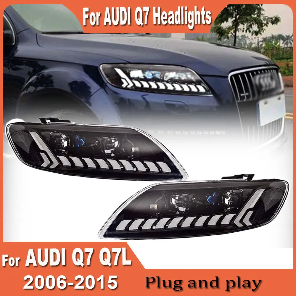 Car LED Styling Headlights for Audi Q7 Head Lamp 2006-2015 Q7 LED Headlight Projector Lens DRL Animation Auto Accessories 2pcs